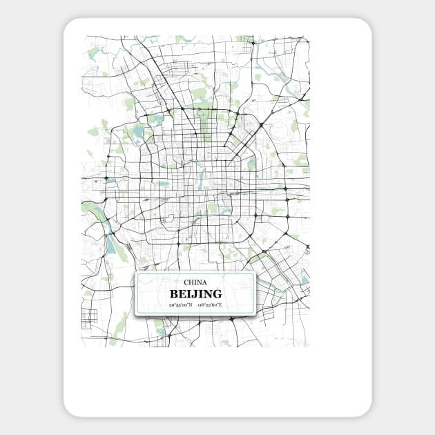 Beijing,China City Map with GPS Coordinates Magnet by danydesign